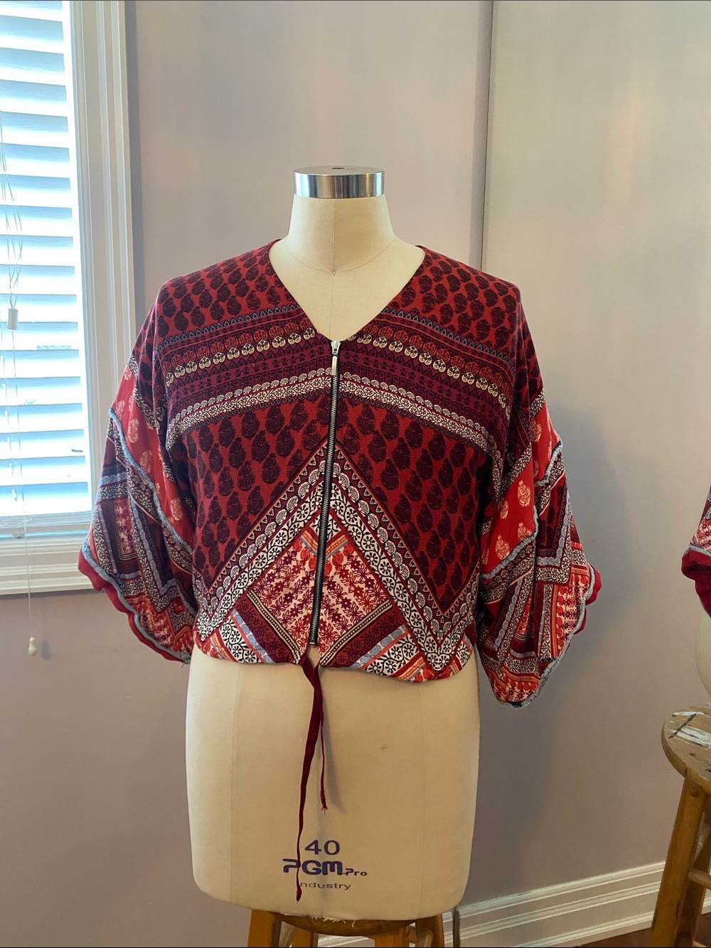 Bershka Boho zip up top ladies size S